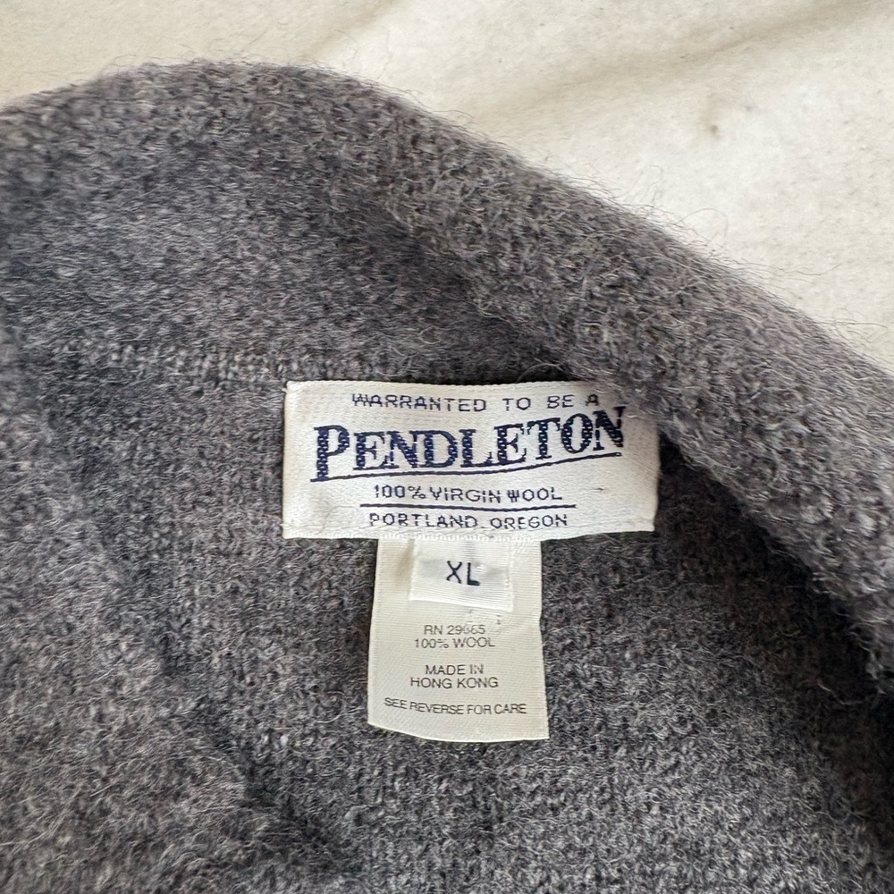 Pendleton 100% Virgin Wool Gray & Blue Floral Embroidered Cardigan Sweater XL - Picture 4 of 5
